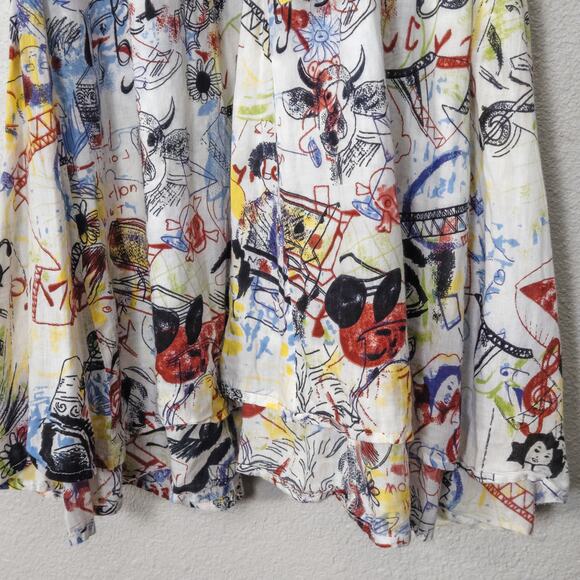 Ash & Sara Dress Multicolor Art Print Cotton Size XL Maximalist Indie - Picture 6 of 10